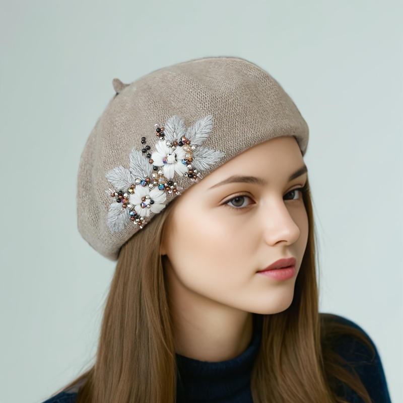 Women'S Autumn And Winter Wool Beret Hat Women'S Autumn And Winter Japanese Versatile Fashion Embroidery Retro Painter Hat - Image 8
