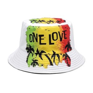 Retro One Love Printed Fisherman'S Hat for Men And Women, Hip-Hop Street Party Beach Hat, Reversible Lightweight Bucket Hat