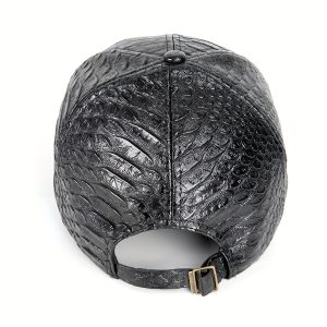 High-Quality Leather Baseball Cap with Crocodile Pattern PU Duckbill Cap, Street Hip-Hop Sun Hat