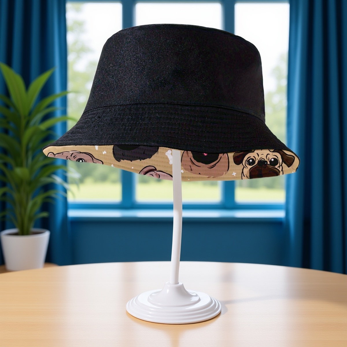 1pc Full Printed Double-Sided Fisherman Hat, Universal Fisherman Hat with Dog Head, Bone, Star Patterns, Fashionable Summer Men And Women, Perfect Choice for Beach And Outdoor Adventure, Random Line Matching for Travel Hat