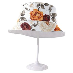 1pc Full Printed Double-Sided Fisherman Hat, Universal White Fisherman Hat with Floral And Pattern Designs, Fashionable Summer Men And Women, Perfect for Beach And Outdoor Adventures, Travel Hat with Random Lines