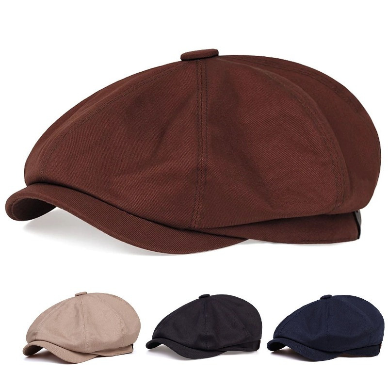 1pc British Retro Octagonal Hat, Casual Retro Beret, Men’S And Women’S Hats, Men’S News Small Flat Top Hat