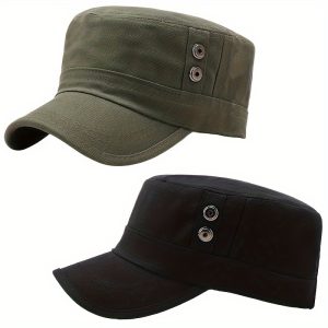Women's Adjustable  Style Cap, Breathable Polyester, Woven Flat Brim Hat, with Secure Button Closure, for Casual Outdoor